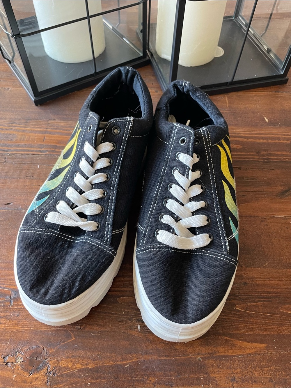 Black Canvas Sneakers by Koi Footwear with White Laces - Picture 2 of 6